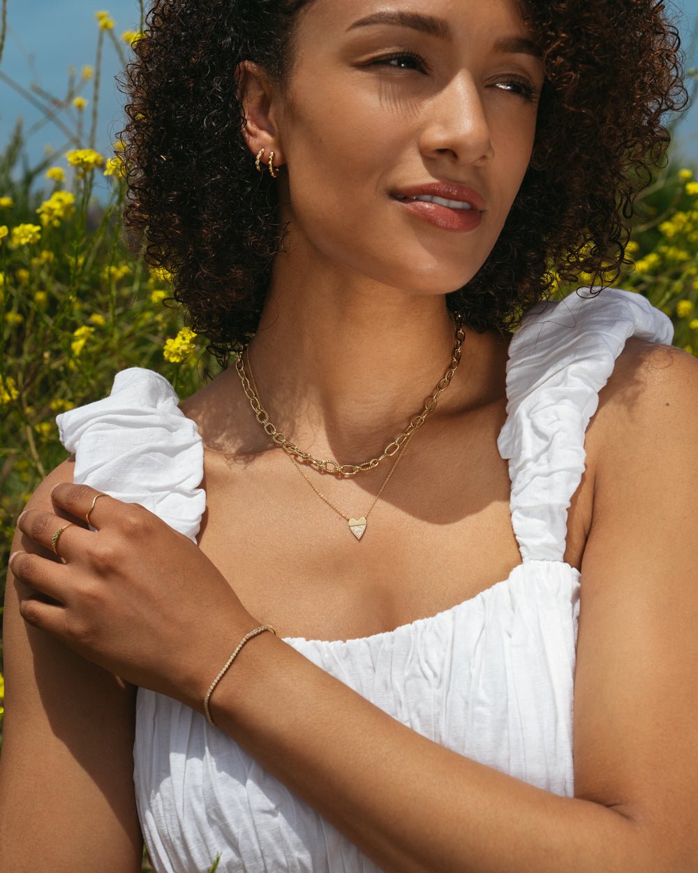 OLYMPIA HALF DIPPED HEART NECKLACE - Shop Cupcakes and Cashmere