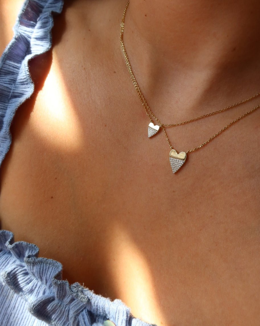 OLYMPIA HALF DIPPED HEART NECKLACE - Shop Cupcakes and Cashmere