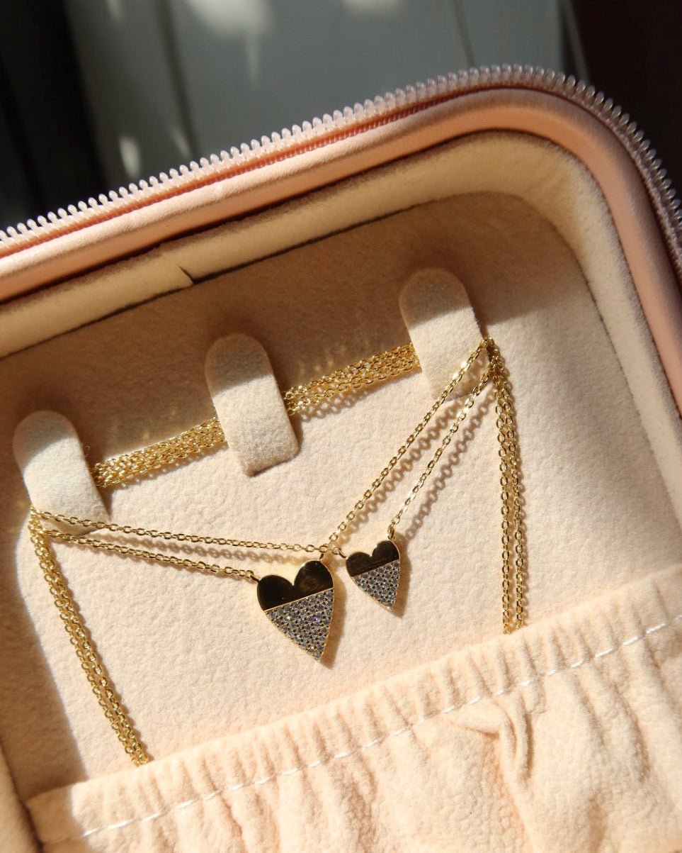 OLYMPIA HALF DIPPED HEART NECKLACE - Shop Cupcakes and Cashmere