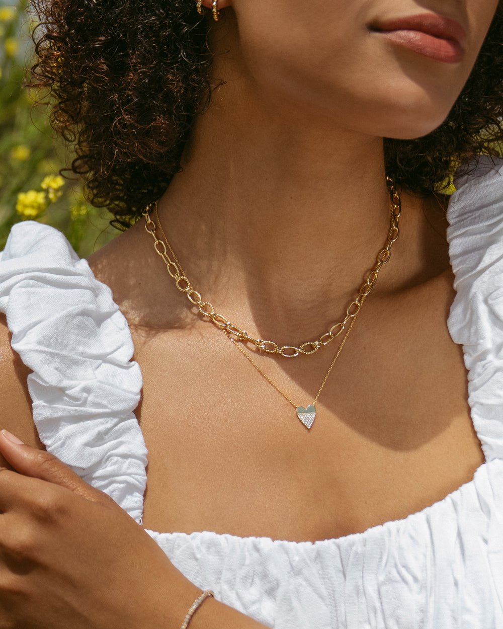 OLYMPIA HALF DIPPED HEART NECKLACE - Shop Cupcakes and Cashmere