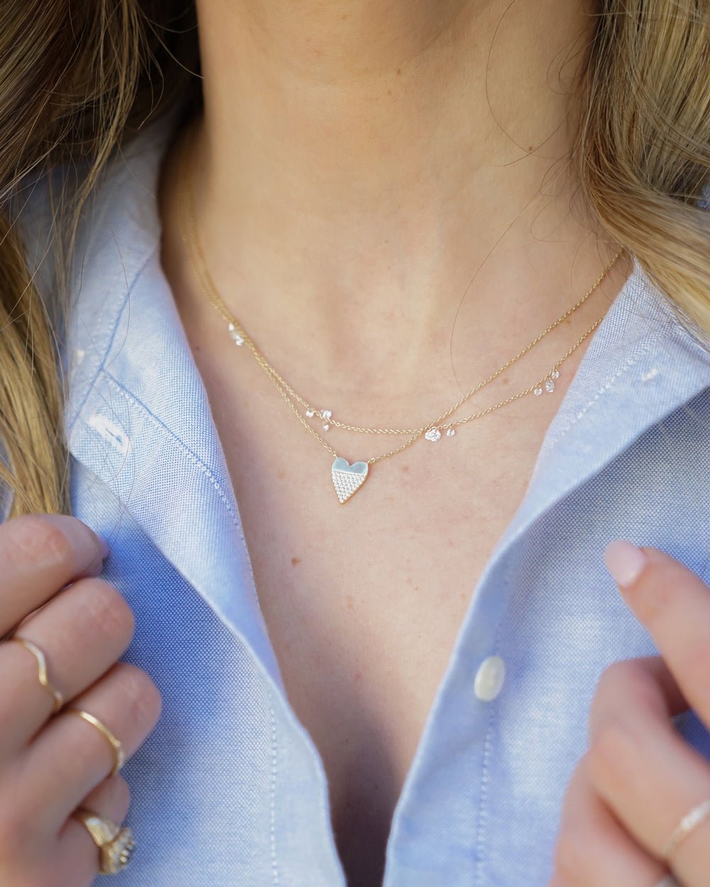 OLYMPIA HALF DIPPED HEART NECKLACE - Shop Cupcakes and Cashmere