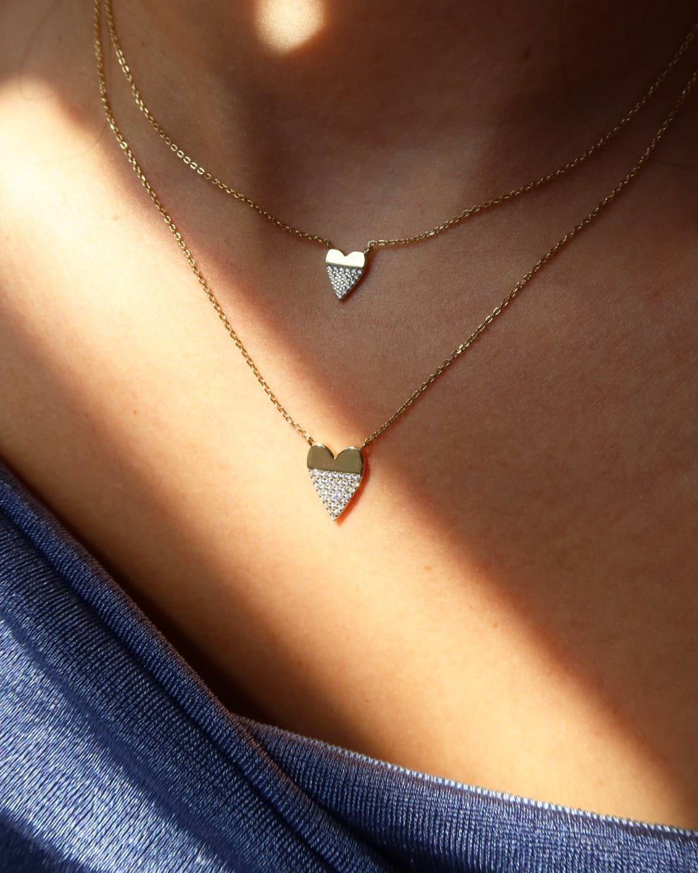 OLYMPIA HALF DIPPED HEART NECKLACE - Shop Cupcakes and Cashmere