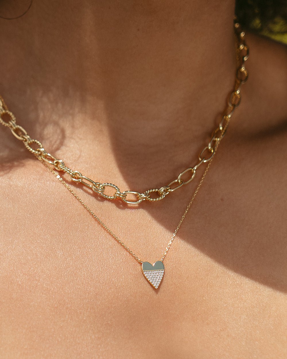 OLYMPIA HALF DIPPED HEART NECKLACE - Shop Cupcakes and Cashmere